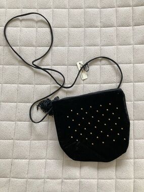 Rj Graziano Women’s Black Velvet Mini Crossbody with Gold Studs